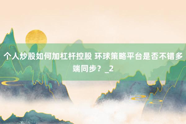 个人炒股如何加杠杆控股 环球策略平台是否不错多端同步？_2
